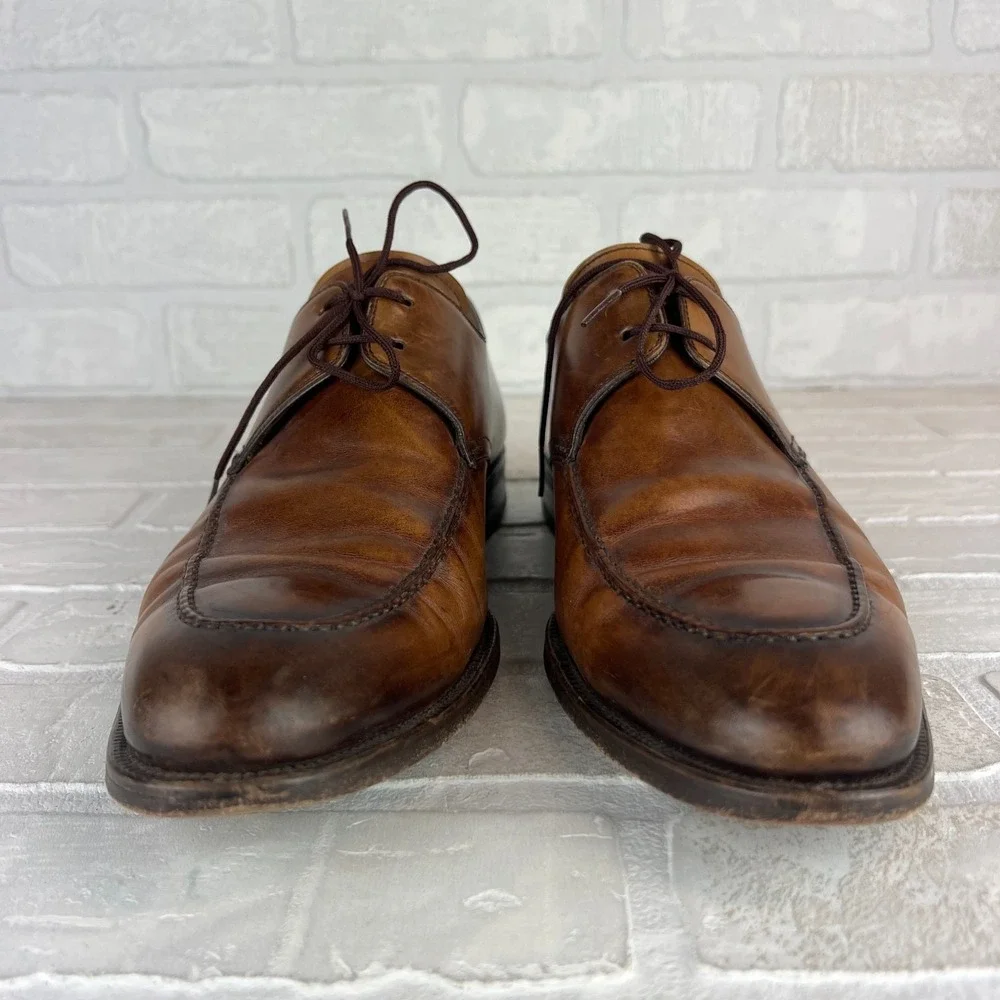 Magnanni Dress Shoes Mens 10.5 Brown Leather Basilio Apron Toe Lace Up Business